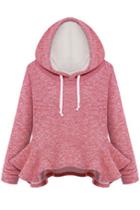 Oasap Relaxed Heather Flounce Hoodie