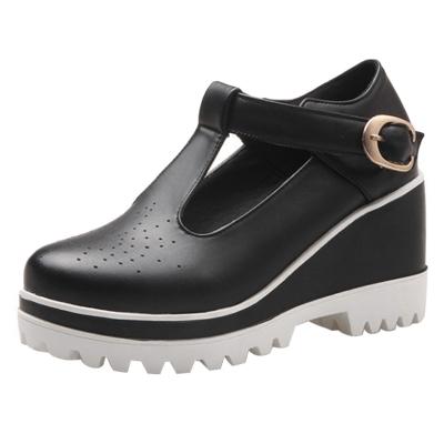 Oasap Solid Color Platform Wedges Shoes