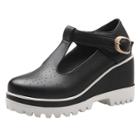 Oasap Solid Color Platform Wedges Shoes