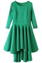 Oasap Women's High Waist Three Quarter Sleeve Asymmetrical High Low Dress