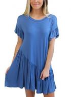 Oasap Casual Solid Flounced Short Sleeve Round Neck Dress
