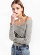 Oasap Off Shoulder Slim Fit Knit Sweater