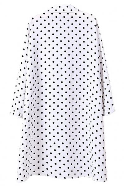 Oasap Contrast Polka Dot Oversized Longline Shirt