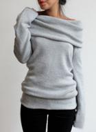 Oasap Fashion Heaps Collar Long Sleeve Solid Tee