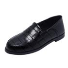 Oasap Round Toe Slip-on Crocodile Grain Shoes