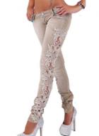 Oasap Lace Trimming Slim Denim Pencil Pants