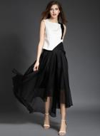 Oasap Patchwork Sleeveless Asymmetric Maxi Dresses