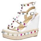 Oasap Strap Rivet Wedge Heels Sandals