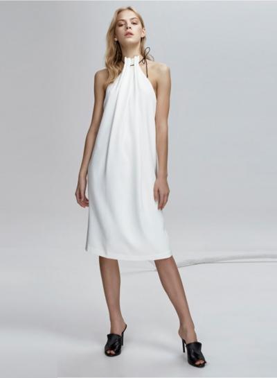 Oasap Halter Off Shoulder Slit Midi Dress