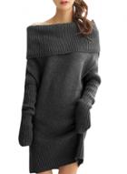 Oasap Women's Solid Slash Neck Long Sleeve Knitted Sweater Dress