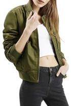 Oasap Women's Stand Collar Zipper Up Short Bomber Jacket