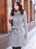 Oasap Fashion Single Breasted Woolen Coat With Belt