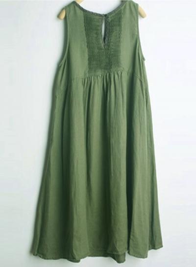 Oasap Women's Casual Sleeveless A-line Linen Dress With Pockets