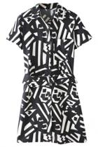 Oasap Petite Black White Geo Print Mini Dress
