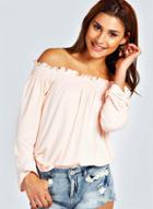 Oasap Casual Off Shoulder Long Sleeve Loose Blouse