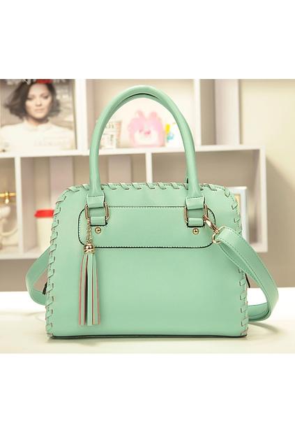 Oasap Lace-up Tassel Detail Shoulder Bag