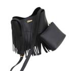 Oasap Pu Leather 2 Piece Tassel Bucket Bag