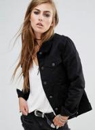 Oasap Women's Oversized Boyfriend Denim Jacket With Back Slogan