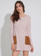 Oasap Striped Long Sleeve Mini Dress With Pocket