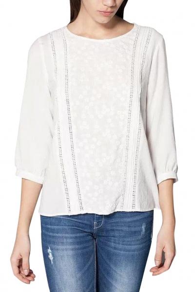 Oasap White Three Quarter Length Sleeve Blouse