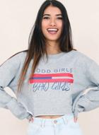 Oasap Fashion Letter Printed Cropped Pullover Tee