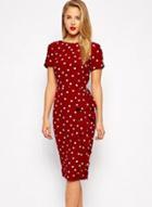 Oasap Fashion Short Sleeve Ruffle Polka Dots Dress