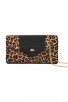 Oasap Fashion Black Panel Leopard Shoulder Bag