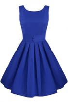 Oasap Hepburn Style Velastic Vintage Waist Bubble Dress