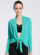 Oasap Women's Long Sleeve Open Front Textured Sports Top