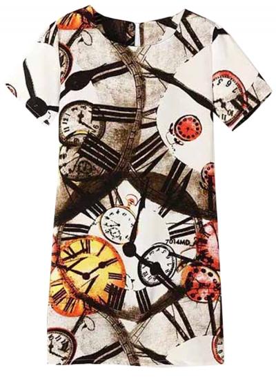 Oasap Women's Fashion Summer Short Sleeve Print Shift Dress