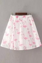 Oasap Sweet Swan Print Pleated Skirt