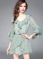 Oasap V Neck Floral Print Jumpsuit