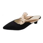 Oasap Pointed Toe Bow Strap Block Heels Slippers