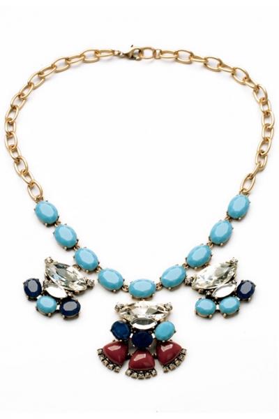 Oasap Light Blue Vintage Scalloped Pendant Bib Necklace