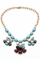 Oasap Light Blue Vintage Scalloped Pendant Bib Necklace