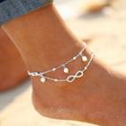 Oasap Pearls Double Layers 8 Words Alloy Anklets