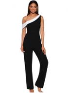 Oasap Black White Colorblock One-shoulder Women Jumpsuit
