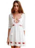 Oasap Deep V Neck 3/4 Sleeve Lace-up Mini Dress