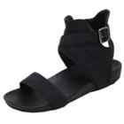 Oasap Solid Open Tie Hollow Out Flat Gladiator Sandals