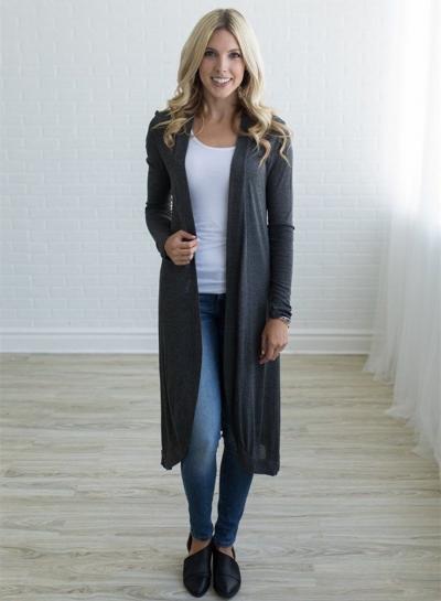 Oasap Fashion Long Sleeve Open Front Longline Coat