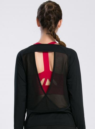 Oasap Women's Breathable Long Sleeve Back V Cutout Sports Tee