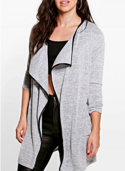 Oasap Stand Collar Long Sleeve Solid Color Coat