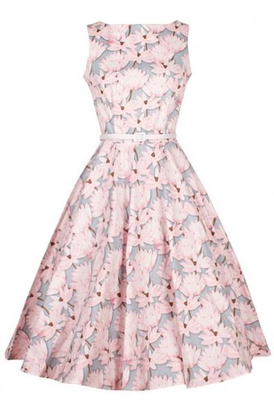 Oasap Incredible Lotus Print Sleeveless Skater Dress