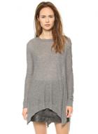 Oasap Women's Solid Color Asymmetric Hem Knit Sweater