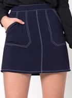 Oasap A-line High Waisted Short Skirt With Pockets