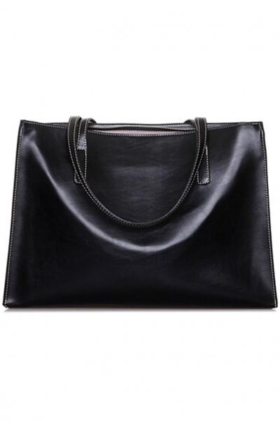 Oasap Large Size Glossy Pu Leather Messenger Shoulder Bag