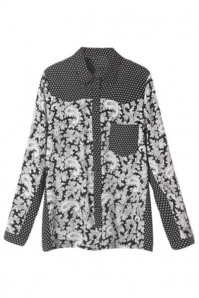 Oasap Paisley Print Button Down Shirt