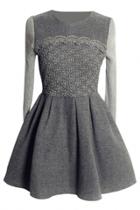 Oasap Grey Thermal Knit Paneled Winter Dress