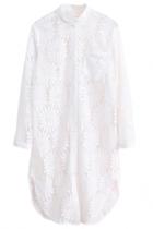 Oasap Sunflower Crochet Lace Oversized Shirt