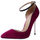 Oasap Pointed Toe Ankle Buckle Stiletto Suede Pumps